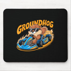 Funny Groundhog Go-kart Racing Happy Groundhog Day Mouse Pad