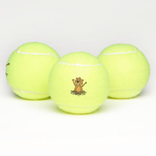 Funny Groundhog in Hole Cartoon Tennis Balls