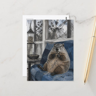 Funny Groundhog on the Couch Postcard