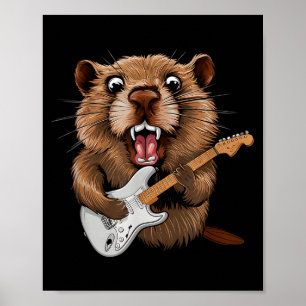 Funny Groundhog Playing Guitar Musician For Ground Poster