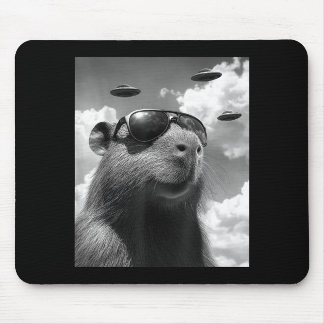 Funny Groundhog Selfie With Ufo Ground Hog Day  Mouse Pad (Front)