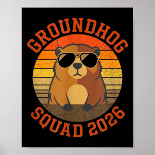 Funny Groundhog Squad 2026 - Retro Happy Day Cloth Poster