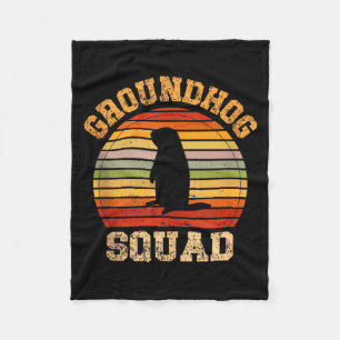 Funny Groundhog Squad Design Happy Groundhog Day 2 Fleece Blanket