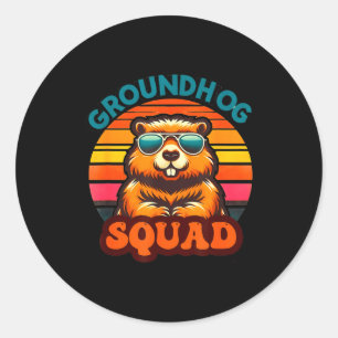Funny Groundhog Squad Happy Groundhog Day 2025 Men Classic Round Sticker