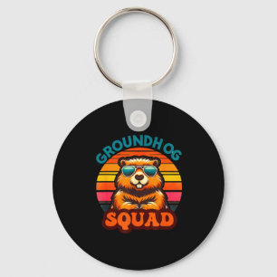 Funny Groundhog Squad Happy Groundhog Day 2025 Men Keychain