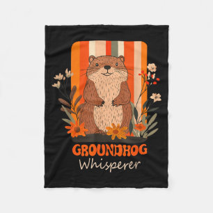Funny Groundhog Whisperer Ground Hog Day Spring Co Fleece Blanket