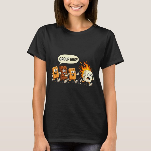 Funny group hug marshmallow campfire smores T-Shirt (Front)