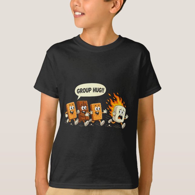 Funny group hug marshmallow campfire smores T-Shirt (Front)