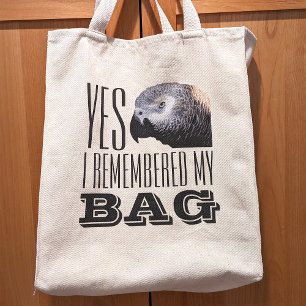 Funny Grumpy African Grey Parrot Snarky Grocery Tote Bag