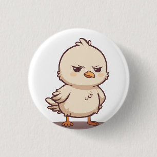Funny Grumpy Baby Bird Kawaii Cartoon 1 Inch Round Button