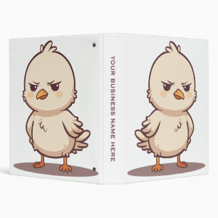 Funny Grumpy Baby Bird Kawaii Cartoon Binder