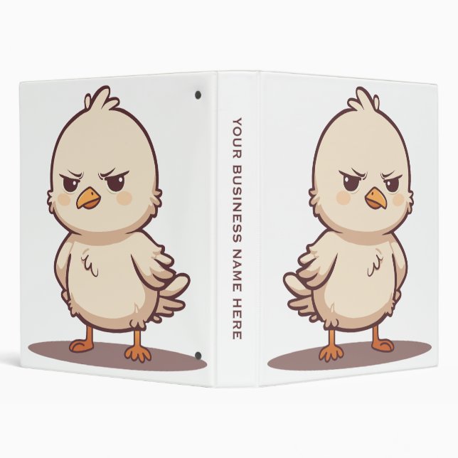 Funny Grumpy Baby Bird Kawaii Cartoon Binder (Background)