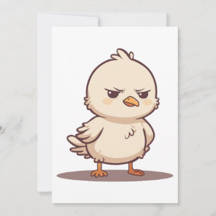Funny Grumpy Baby Bird Kawaii Cartoon Holiday Card