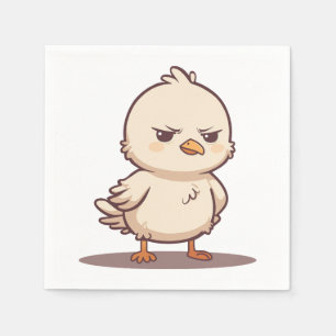 Funny Grumpy Baby Bird Kawaii Cartoon Napkin