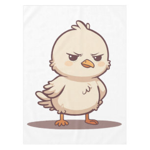 Funny Grumpy Baby Bird Kawaii Cartoon Tablecloth