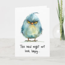 Funny Grumpy Bird Matin Visage Carte de voeux