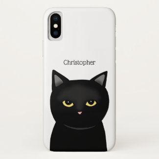 Funny Grumpy Black Cat Protector Custom Name
