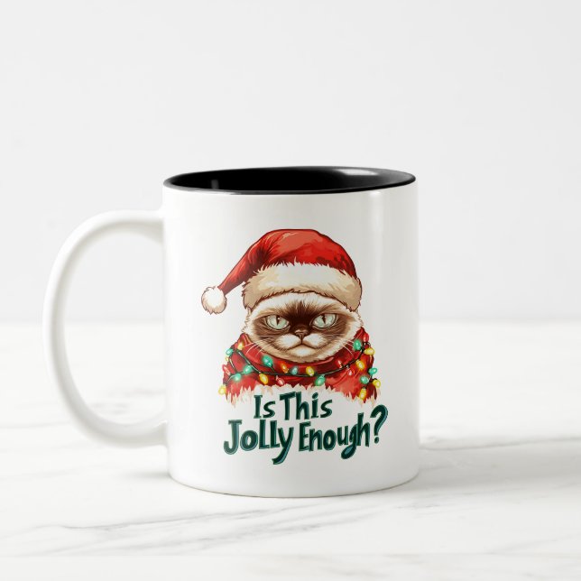 Funny Grumpy Cat Christmas Mug Gift (Left)