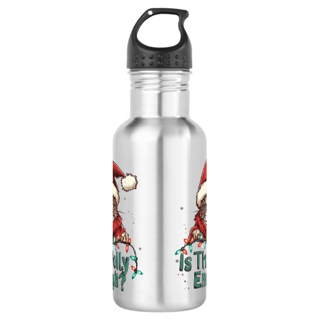 Funny Grumpy Cat Christmas Water Bottle (Front)