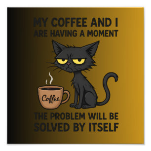 Funny Grumpy Cat Coffee Cartoon Humor Coffee Photo Print