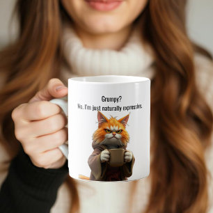 Funny Grumpy cat in a Robe and Coffee Orange Cat Coffee Mug