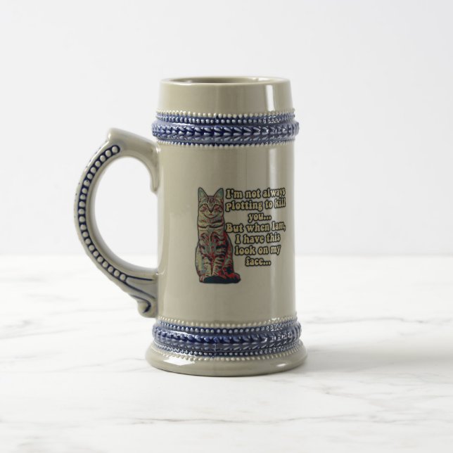 Funny grumpy cat meme for cat lovers and owners beer stein (Left)
