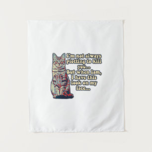 Funny grumpy cat meme for cat lovers and owners tapestry