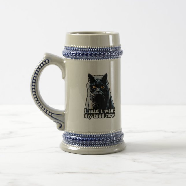 Funny grumpy cat meme for cat owners and lovers beer stein (Left)