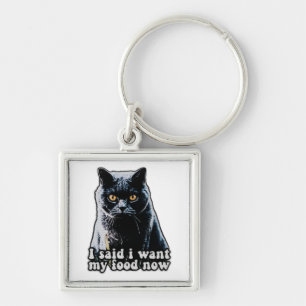 Funny grumpy cat meme for cat owners and lovers keychain