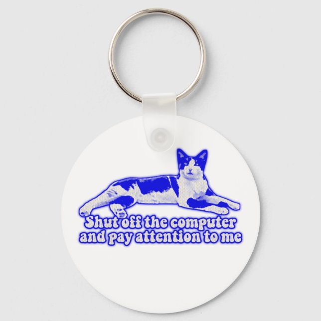 Funny grumpy cat meme for cat owners & lovers keychain (Front)