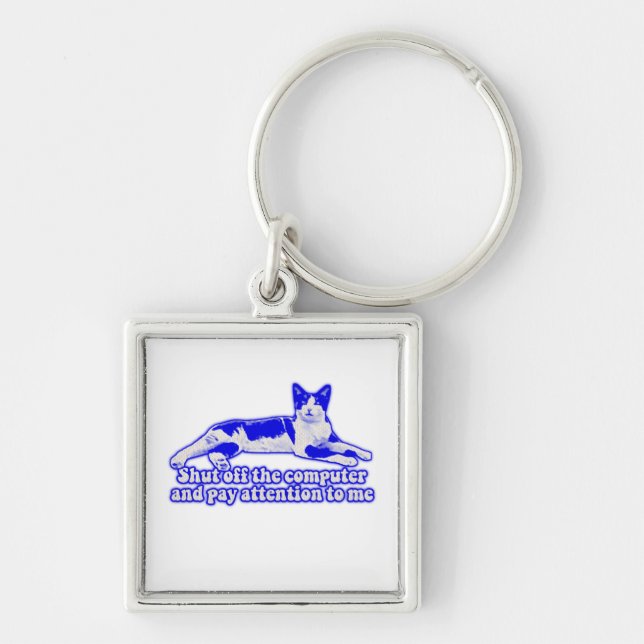 Funny grumpy cat meme for cat owners & lovers keychain (Front)