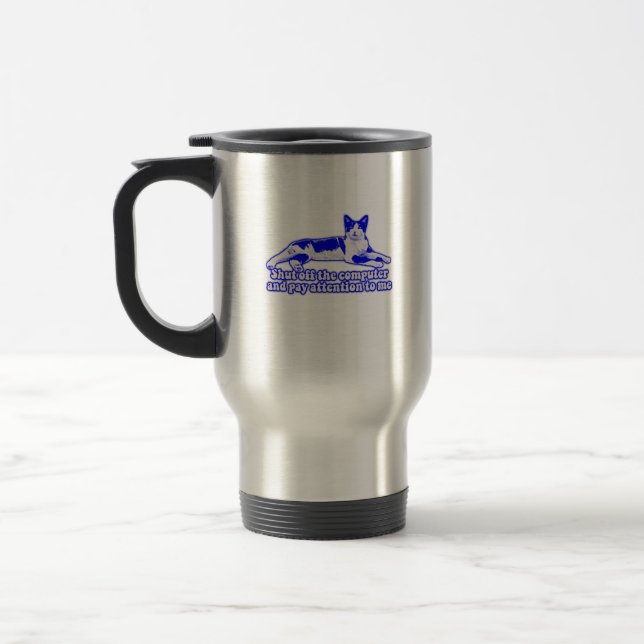 Funny grumpy cat meme for cat owners & lovers travel mug (Left)