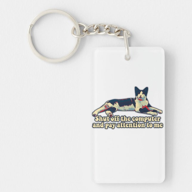 Funny grumpy cat meme for cat persons and lovers keychain (Front)