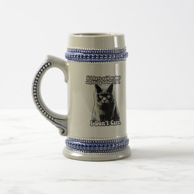 Funny grumpy cat meme for kitten persons & owners beer stein (Left)