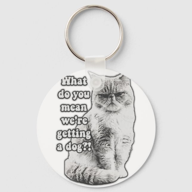 Funny grumpy cat meme for kitty lovers and owners keychain (Front)