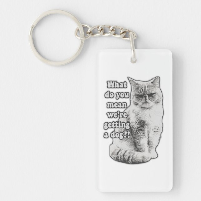 Funny grumpy cat meme for kitty lovers and owners keychain (Front)