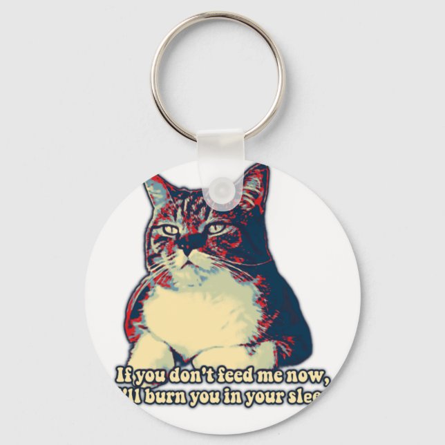 Funny grumpy cat meme for kitty owners and lovers keychain (Front)
