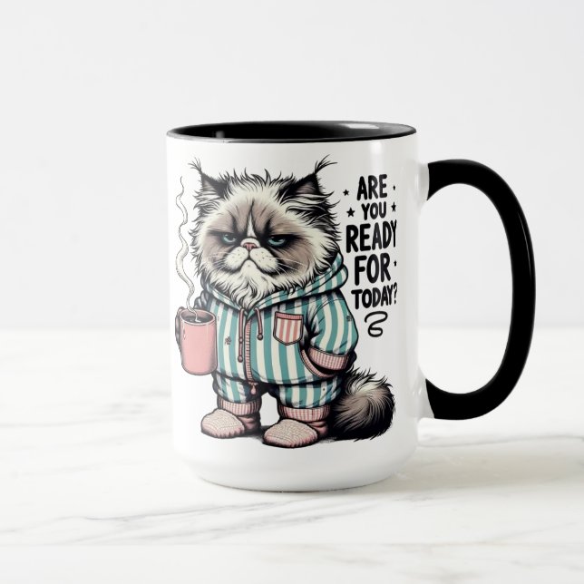 Funny Grumpy Cat Morning Mug Are You Ready For Tod (Right)