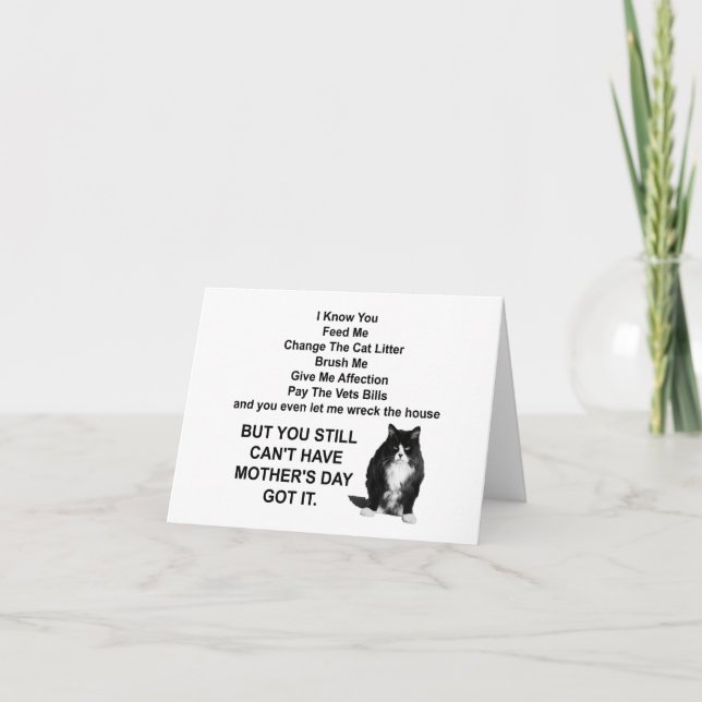 Funny Grumpy Cat Mother's Day Note Card (Front)
