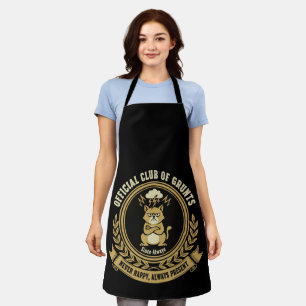 Funny Grumpy Cat Official Club of Grunts Sarcas Apron