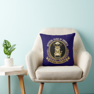 Funny Grumpy Cat Official Club of Grunts Sarcas Throw Pillow