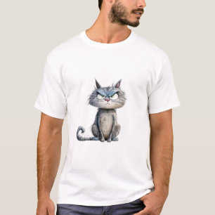 Funny Grumpy Cat Sarcastic Moody Kitten 3D Cartoon T-Shirt