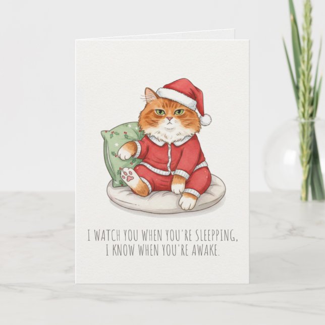 Funny Grumpy Christmas Cat Card (Front)