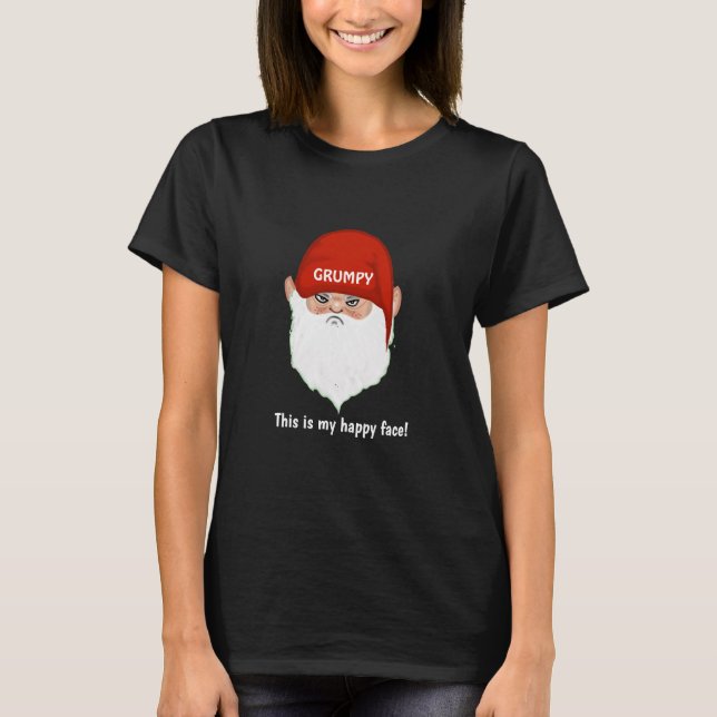 Funny Grumpy Gnome Face T-Shirt (Front)