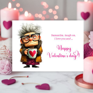 Funny Grumpy Granny Valentine Card Color Pop