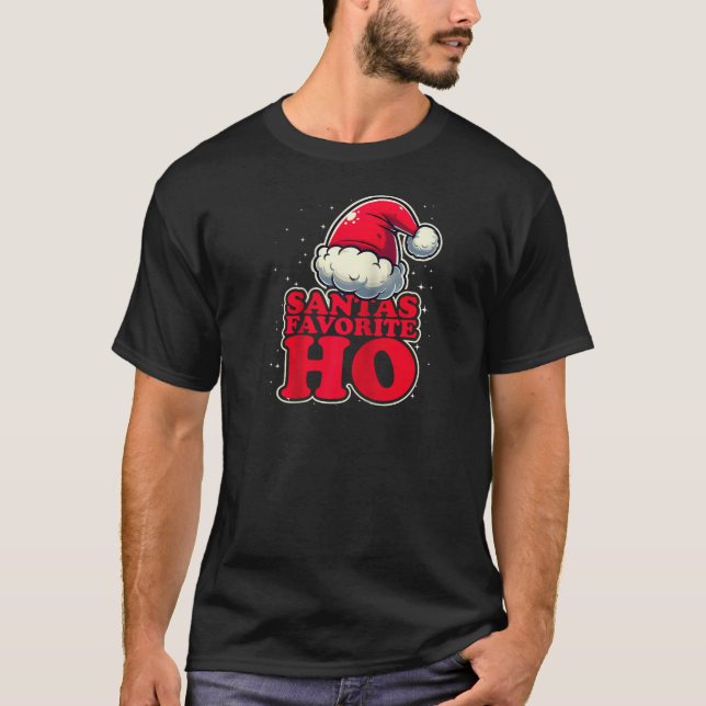 Funny Grumpy Inappropriate Christmas Satas Favorit T-Shirt (Front)
