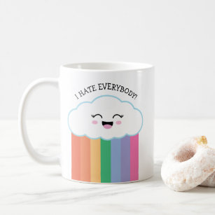 Funny Grumpy Kawaii Cloud and Rainbows Coffee Mug