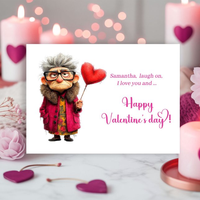 Funny Grumpy Lady Valentine Card Bright Colors (Funny Grumpy Lady Valentine Card Bright Colors)