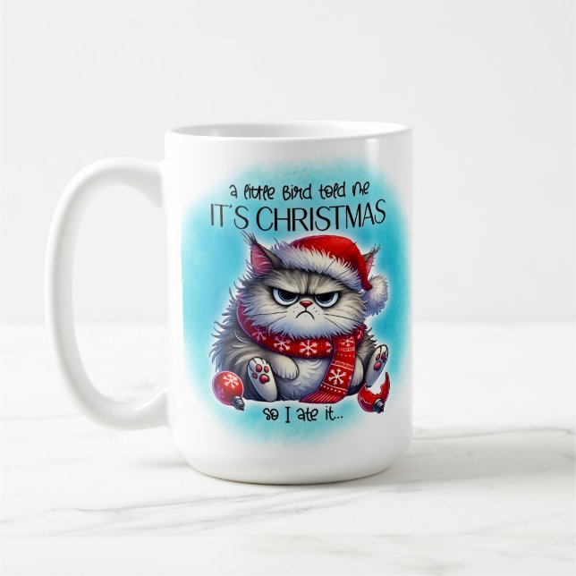Funny Grumpy Mad Kitty Christmas | Coffee Mug (Left)