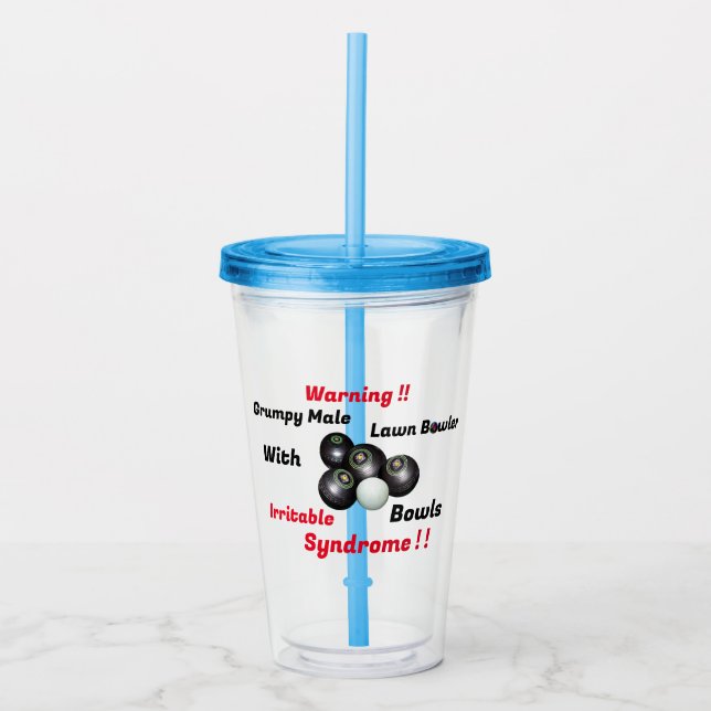 Funny Grumpy Male Lawn Bowler,  Acrylic Tumbler (Front)